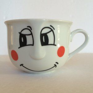 Jarolina White Smiling Face Coffee Mug 3D Protruding Nose Red Cheeks Poland Made